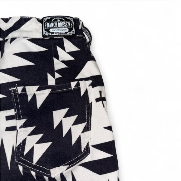 Ranch Dressn Black and White Aztec Geometric Super Flare Jeans - Picture 5 of 7
